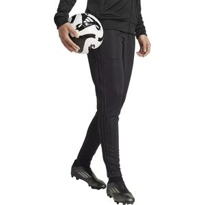 Adidas Soccer Pants Womens XS Black Tapered Zip Ankle Drawstring 30"